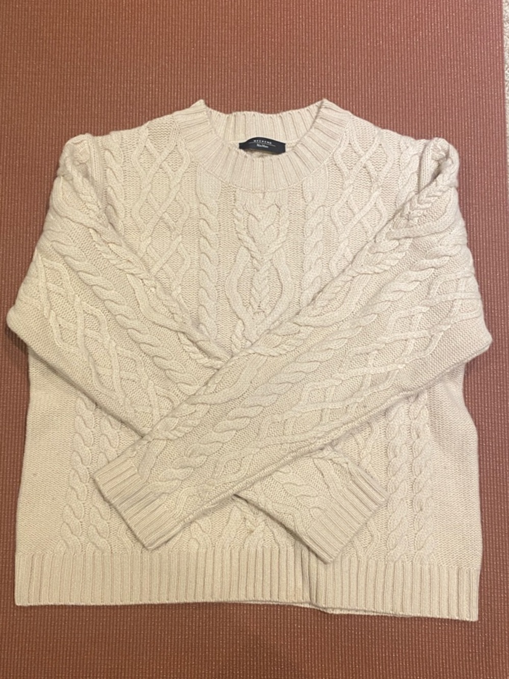 Max Mara Cream Cable Knit Crewneck Sweater